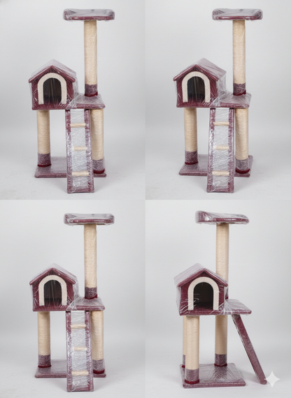 Gimnasio Rascador Castillo para Gatos con Casa, Rampa y Mirador