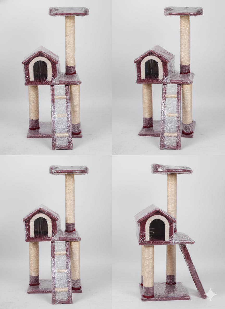 Gimnasio Rascador Castillo para Gatos con Casa, Rampa y Mirador