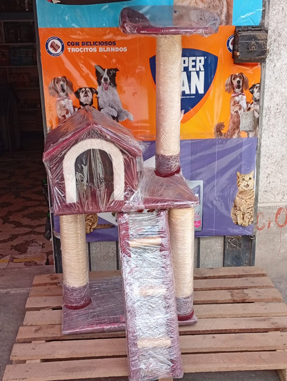 Gimnasio Rascador Castillo para Gatos con Casa, Rampa y Mirador